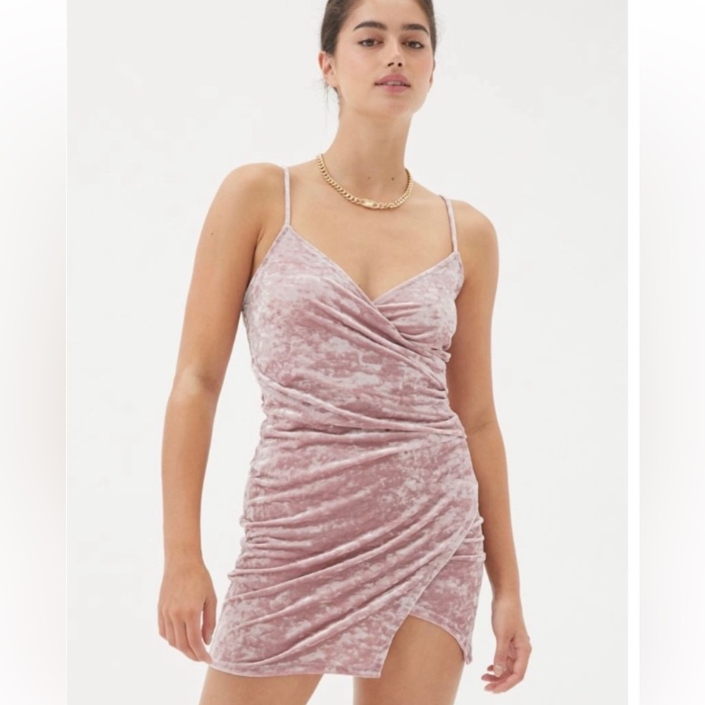 Pink velvet mini dress